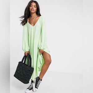 ASOS Midi Smock Dress in Lime